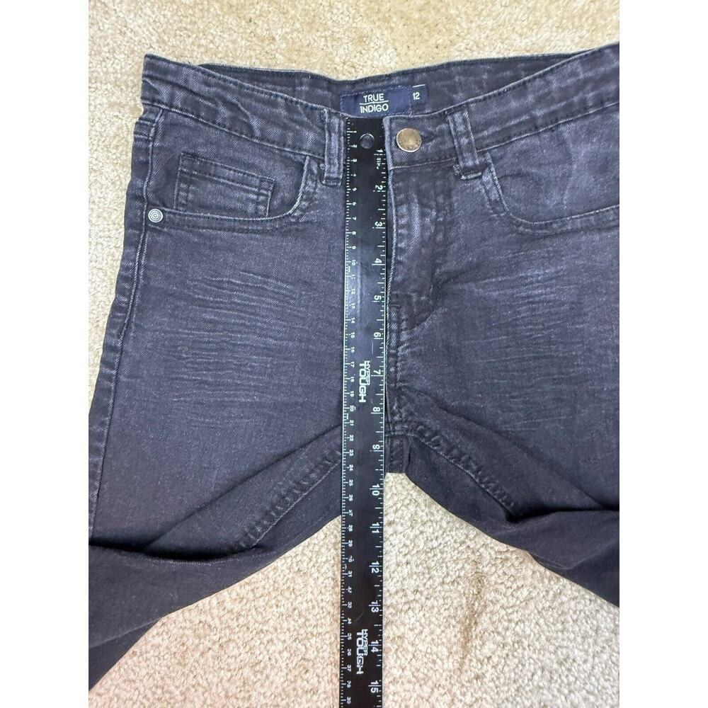 True Indigo Skinny Jeans Kids Size 12 Black Stretch Adjustable A527 - Picture 8 of 11